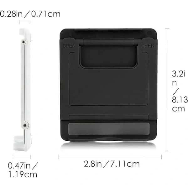 Mobiltelefonholder / Tablet-holder — Multi-vinkel, Universal, Sammenklappelig holder til telefoner og tablets (Sort, 2-pak)