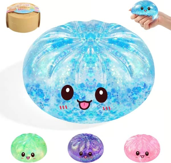 Glitter Sugar Dumpling Squishy Mystery Box, Bao Bun Klämleksak, Stressavlastningsleksak robin blue