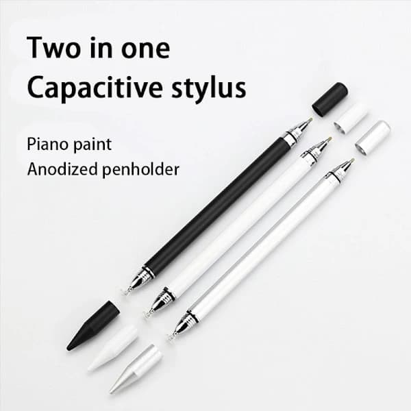 INF 2-i-1 Styluspenna med skrivfunktion – Precisionsstyluspenna, Vit, 1-pack