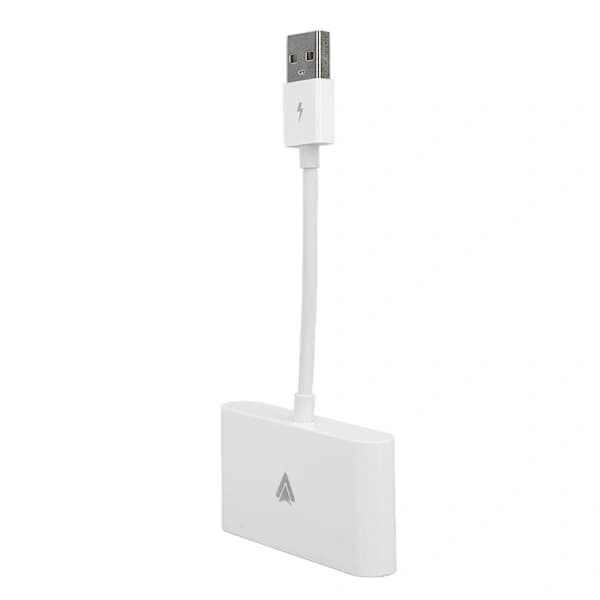 Trådløs biladapter, kompakt og bærbar, USB Type-C interface, trådløs plug-in bilkonverter, velegnet til Android bilsystemer, hvid.