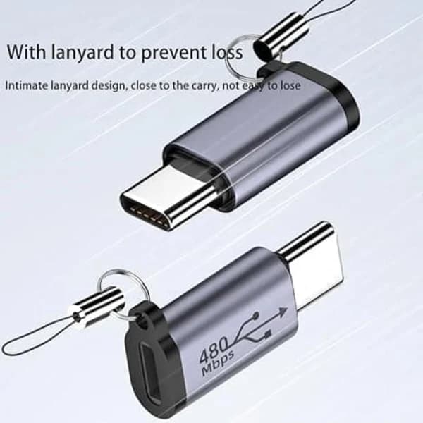 5-delat USB-adapterset – Typ-C och Micro till Lightning, Mini och Typ-C – Kompatibel med Android/iOS-enheter