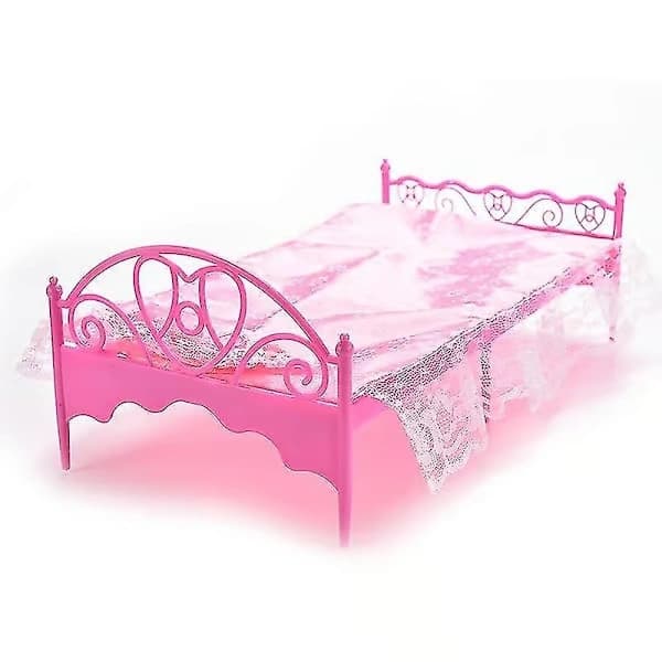 1 set enkelsäng för Barbie dockhusmöbler & kuddfärg slumpmässig
