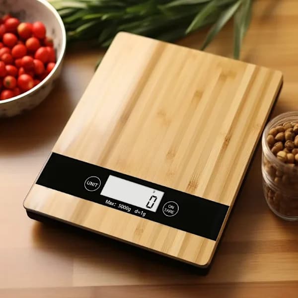 Digitaalinen keittiövaaka, aakkosvaaka, bambu, 5kg/1g
