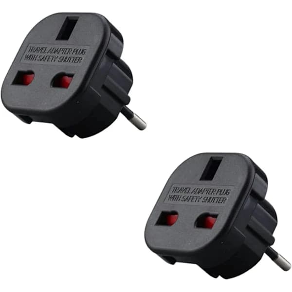 2-pakning - Storbritannia til fransk pluggadapter - Storbritannia til fransk adapter - Type G til Type C - Kompakt og lett - Overspenningsbeskyttet