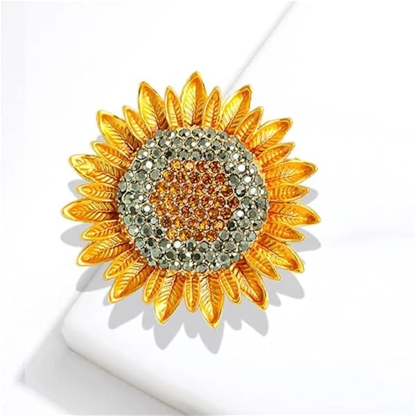 Solrosbrosch, diamant solros handledscorsage, strassblombrosch