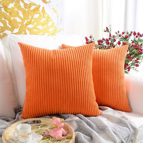 Sæt med 2 dekorative fløjls pudebetræk Bløde pudebetræk til sofa hjem stue soveværelse seng Orange 50*50cm