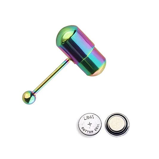 En vibrerende barbell tungepiercing, smykke i rustfrit stål til menneskelig piercing