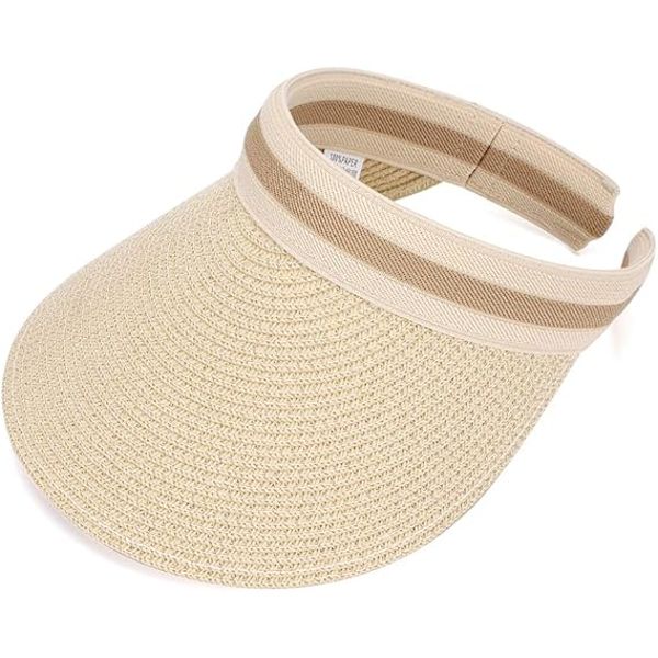 Dame bredskygget stråstrand solhat/golfhat (sommerhat)