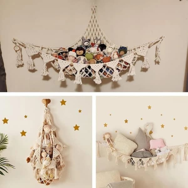 Boho Makramee-verkko/riippumatto pehmoleluille - Pehmolelujen säilytys