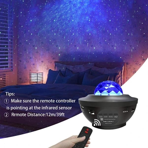 Galaxy nattlys / romlampe stjerneprojektor med Bluetooth-høyttaler