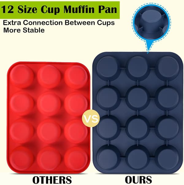 12-kops silikone muffinform – Non-stick muffin- og cupcakeform – Bageudstyr – 33 x 25 x 3 cm