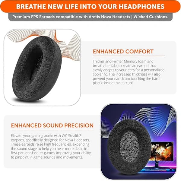 StealthZ Arctis Nova - FPS gaming ørekopper designet specifikt til Steelseries Arctis Nova headsettet.