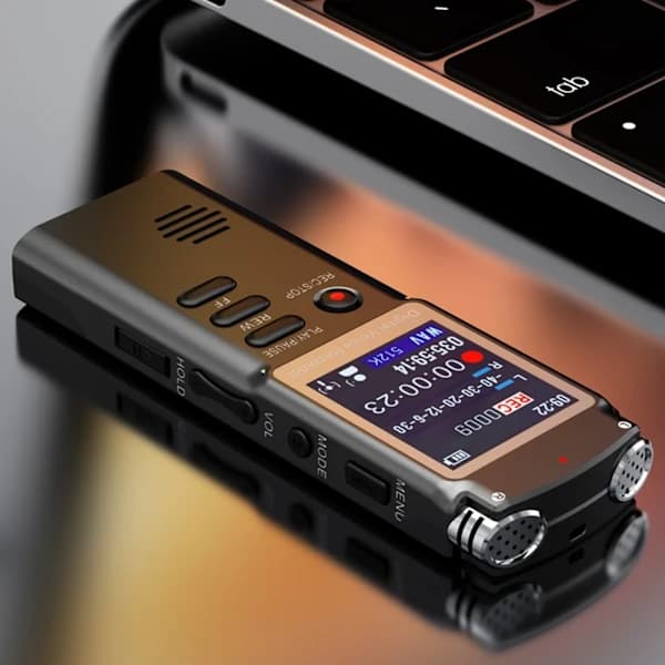 Diktafon - 64 GB kompakt digital diktafon med MP3- og USB-interface, velegnet til forelæsninger.