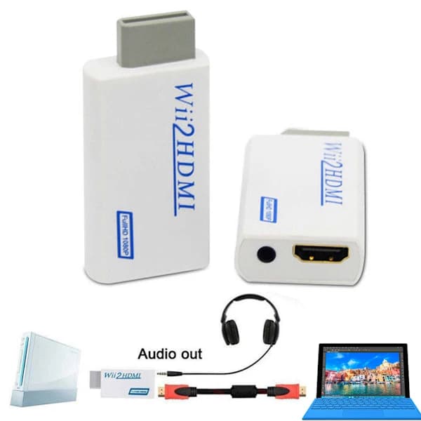 HDMI-adapter til Nintendo Wii - Fuld HD 1080p Hvid
