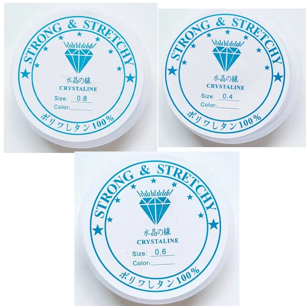 Klistermärkestillbehör DIY Transparent Elastisk Pärltråd 0.4+0.6+0.8mm