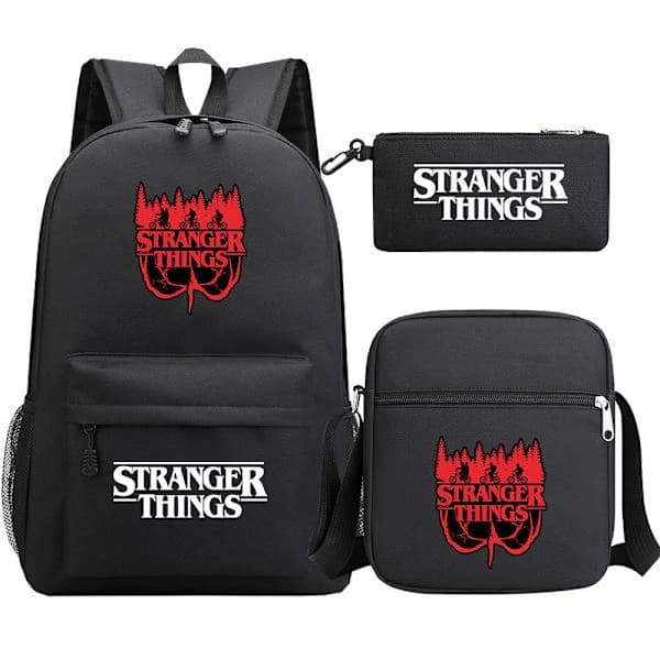 Stranger Things Ryggsäck 3-delat set Student Skolväska Canvasväska