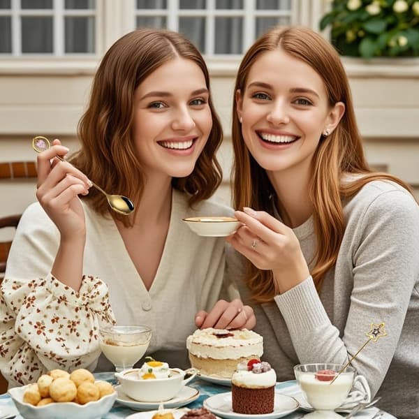 Sød kaffeske gave til damer og piger, guld teske - 2-pak