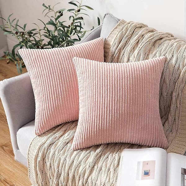 Sæt med 2 dekorative fløjls pudebetræk Bløde pudebetræk til sofa hjem stue soveværelse seng pink 60*60cm