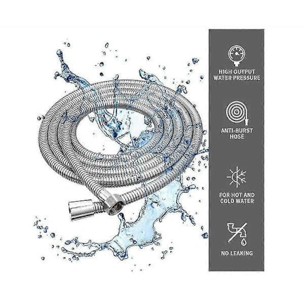5-meter ekstra lang bruseslange i rustfrit stål med massive messingforbindelser, universal type, brudsikker, forkromet finish (500cm) - CE-certificeret
