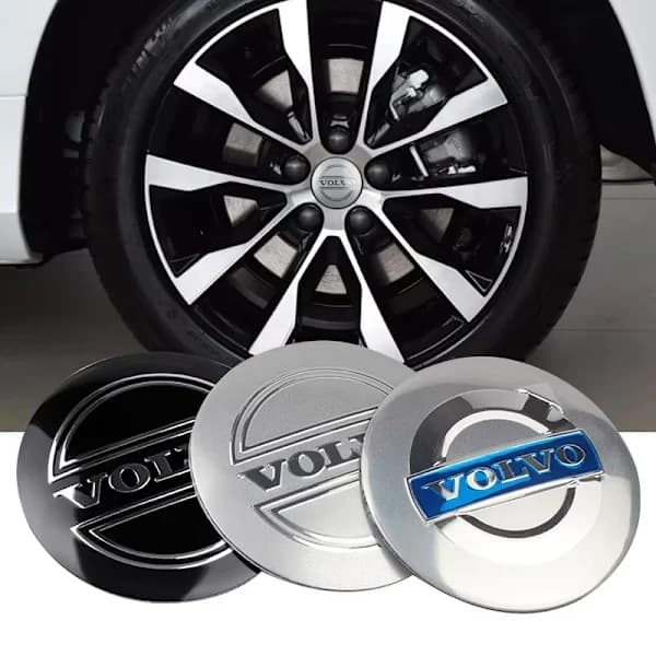 4-pak Volvo Centerkapsler – Fælgnavsemblemer 56 mm Sort, Sølv, Blå