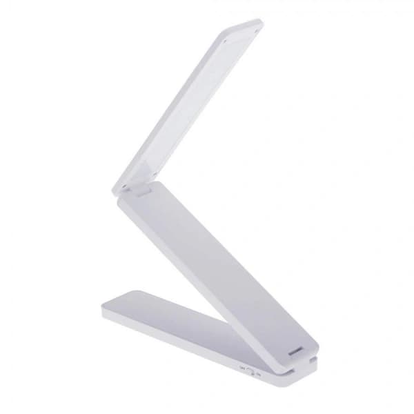 LED-skrivbordslampa, vikbar, dimbar, batteridriven, vit.