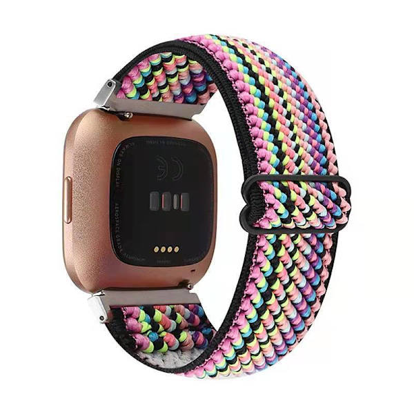 2-pakning med stropper kompatible med Fitbit Versa 1/2 - Stilig elastisk erstatningsstropp Candy Stripes