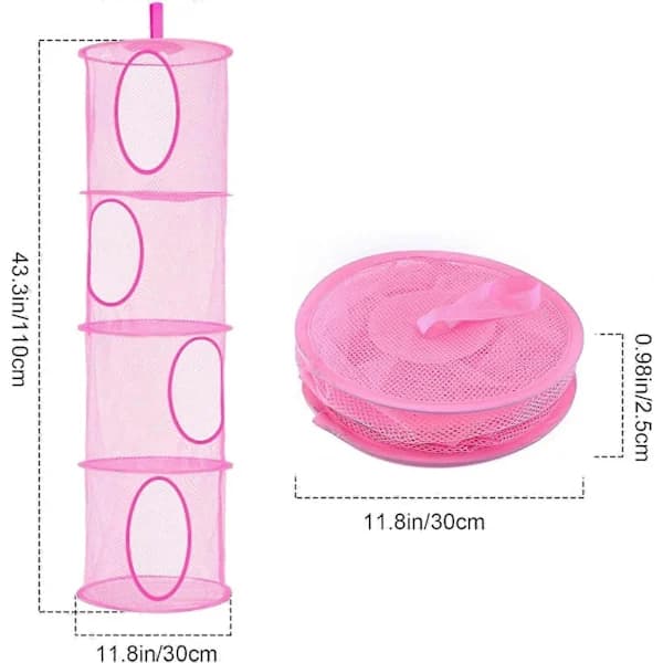 4-lags Teddy Opbevaringsnet til ophæng, 3 stk. foldbare (Pink, Rose, Lilla)