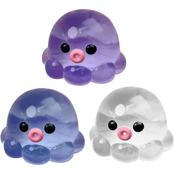 3 stk blekksprut klemmeleke, elastiske fidget-leker i TPR for stresslindring