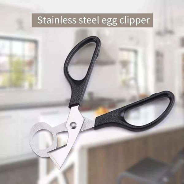 Due- og vaktel-eggeskallkutter, saks-stil eggåpner i rustfritt stål, egnet for hjemme- og restaurantkjøkken.