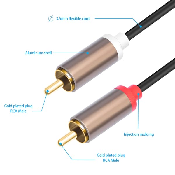 2RCA-2RCA uros kullattu äänikaapeli, 1 metri.