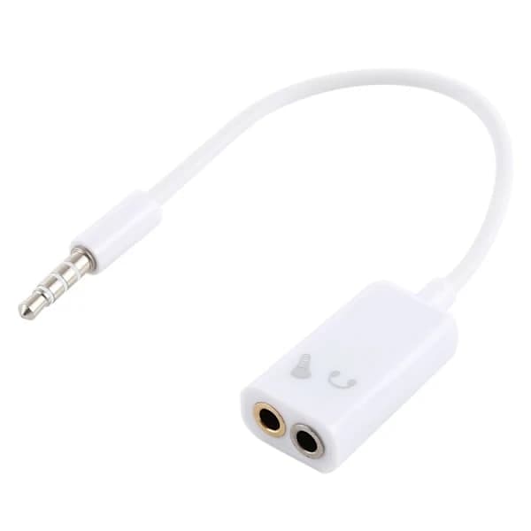3,5 mm AUX-splitter / hörlursadapter – vit