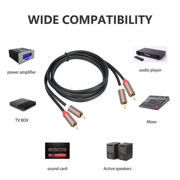 2RCA-2RCA uros kullattu äänikaapeli, 1 metri.