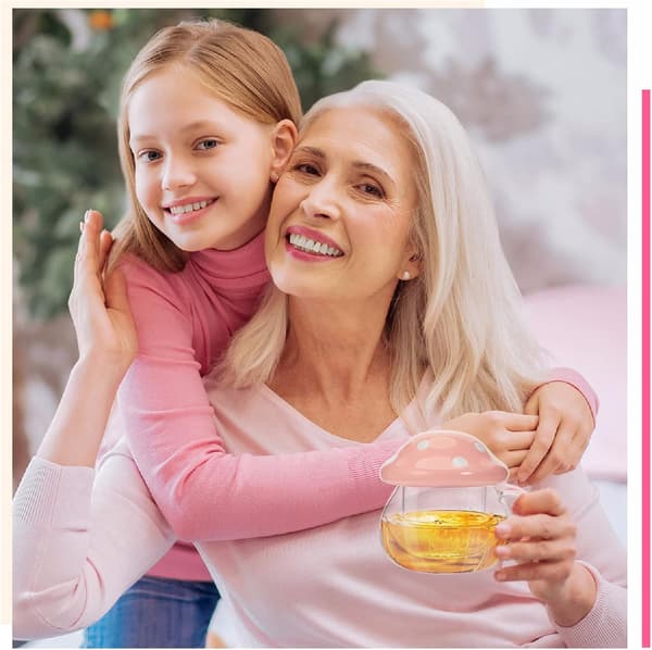 Svampformad mugg, svampformad tekopp, tekopp med tesil (rosa)
