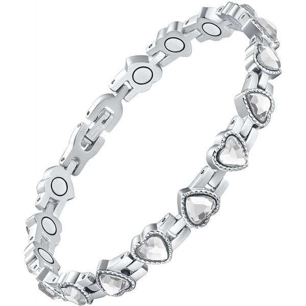 Magnetisk armbånd til kvinder, armbånd i titaniumstål (sølv hjerteformet krystal).