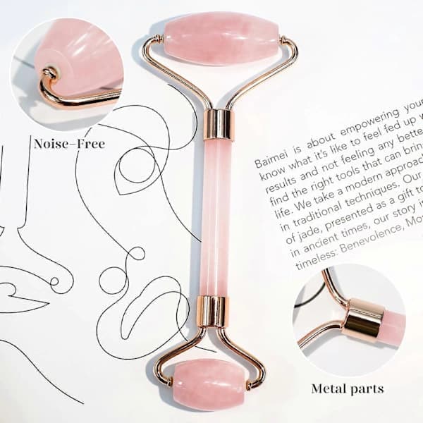 Gua Sha og ansiktsruller, Roller Rose Quartz Gua Sha Stone