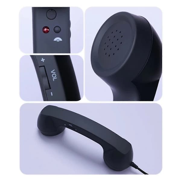 USB-C Retro Telefonhåndsett for Mobiltelefoner - Plug & Play Mottaker Strålingssikker Komfortabel Ringing for iPhone og Android Red