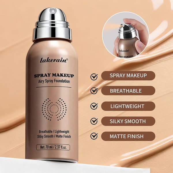 Silkeaktig Sprayfoundation | Feilfri Setting Spray Foundation Egnet for Moden Hud | Lett og Langvarig Sprayfoundation
