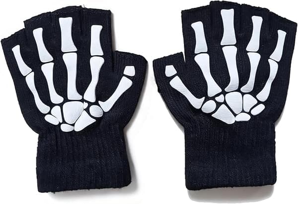Halloween kraniehandsker, fingerløse kraniehandsker, selvlysende mekaniker vinterhandsker