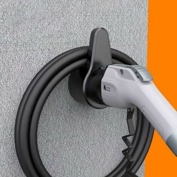 Type 2 Ladekabelholder Sikkerhetsdesign Lader Type 2 Wallbox Wallbox EV Ladekabelholder Sterk ABS Billadeholder - Svart