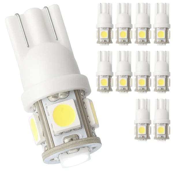 10-pakning - T10 W5W Diode Pærer - Bil LED-lys, Hvit