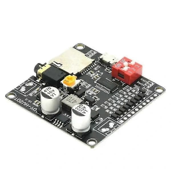 Fem DY-HV20T HV20T 12V/24V 10W/20W röstuppspelningsmoduler, som stöder Micro-SD-kort MP3-musikspelare.