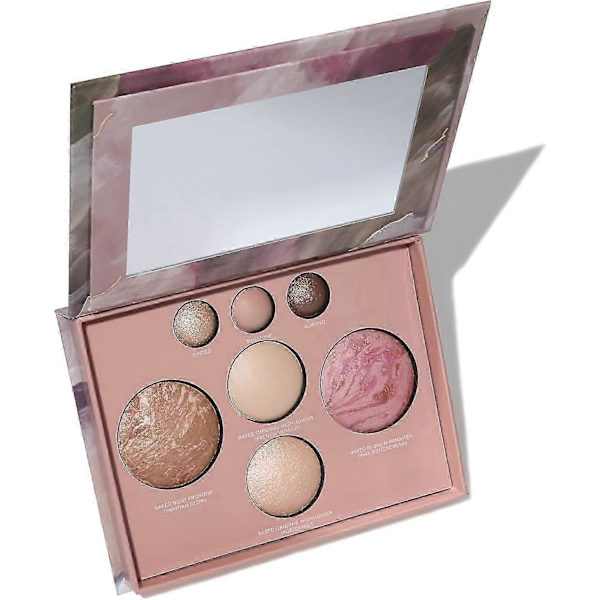 Bakad Palett - Full Storlek - Inkluderar Bronzer, Rouge, 2 Highlighters och 3 Ögonskuggor - Resevänlig