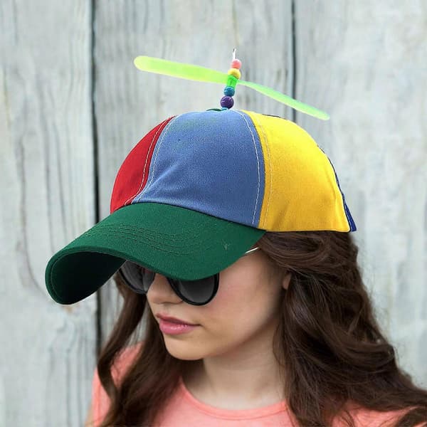 Fargerik propellhette, egnet for både barn og voksne, morsom helikopterbaseballhette, kreativ hodeplagg for bursdagsfester.
