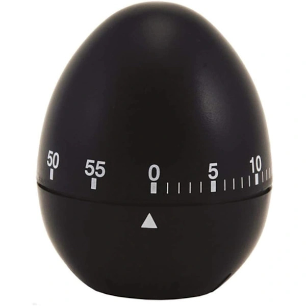 Svart eggformet mekanisk kjøkkentimer
