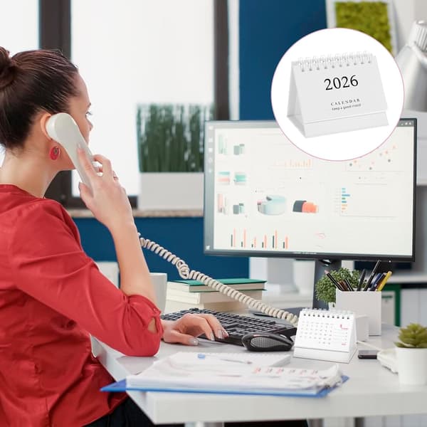 2026 Skrivbordskalender, Liten Skrivbordskalender, Mini Vertikal Blädderkalender Vit