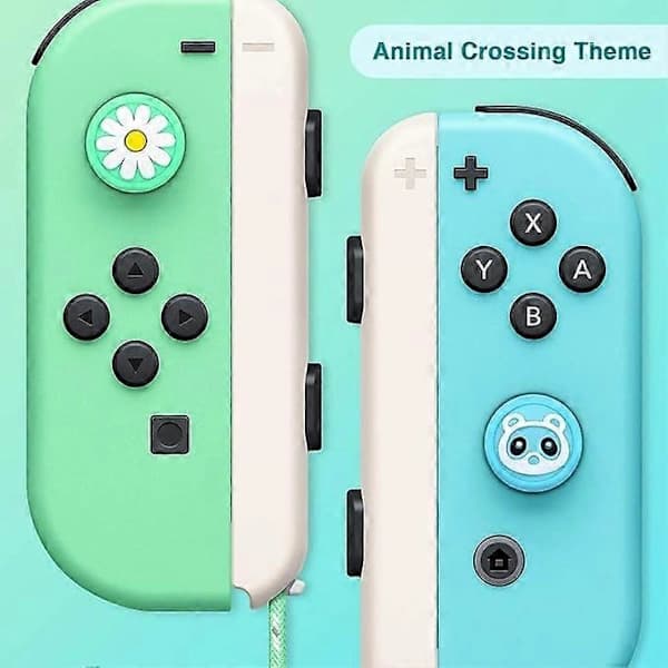 Højkvalitets tommelfingergreb til Nintendo Switch & Lite Vaskebjørn Blomst 8-pak Sød Design Blød