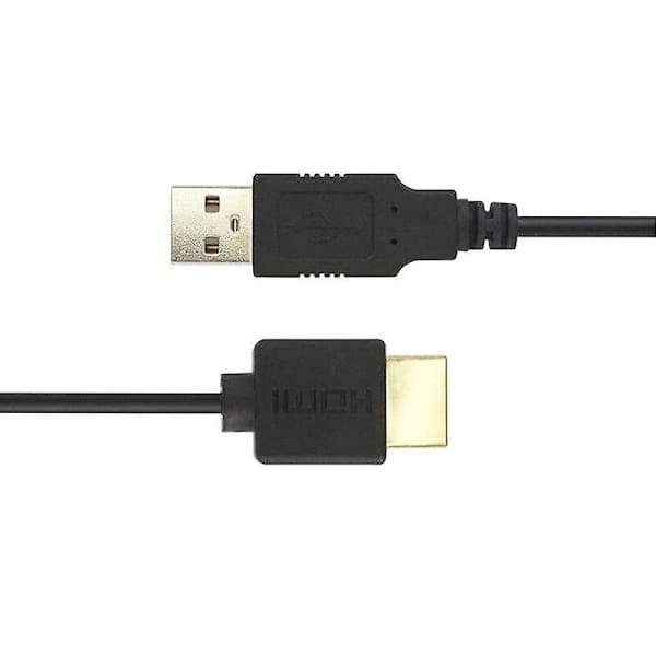 HDMI til USB-kabel, USB han til HDMI han strømkabel, 0,5 meter kobberkerne.