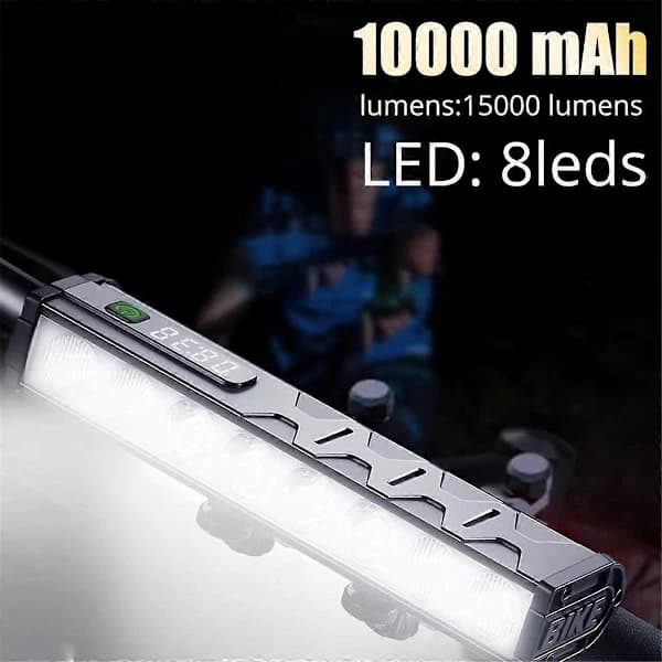 Supersterk sykkellykt, 15 000 lumen, frontlys