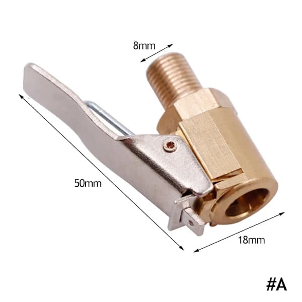 Bildäck pneumatisk luftpump clip-on ventilanslutning mässing biladapter 8mm däck- och hjulnavsventil universal typ ~00893