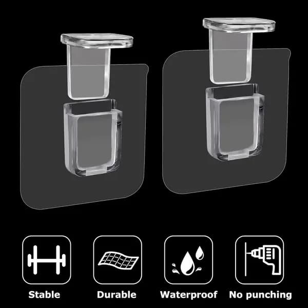 24-pack självhäftande hyllstöd, 6 x 6 cm hyllkonsoler, transparent D'é